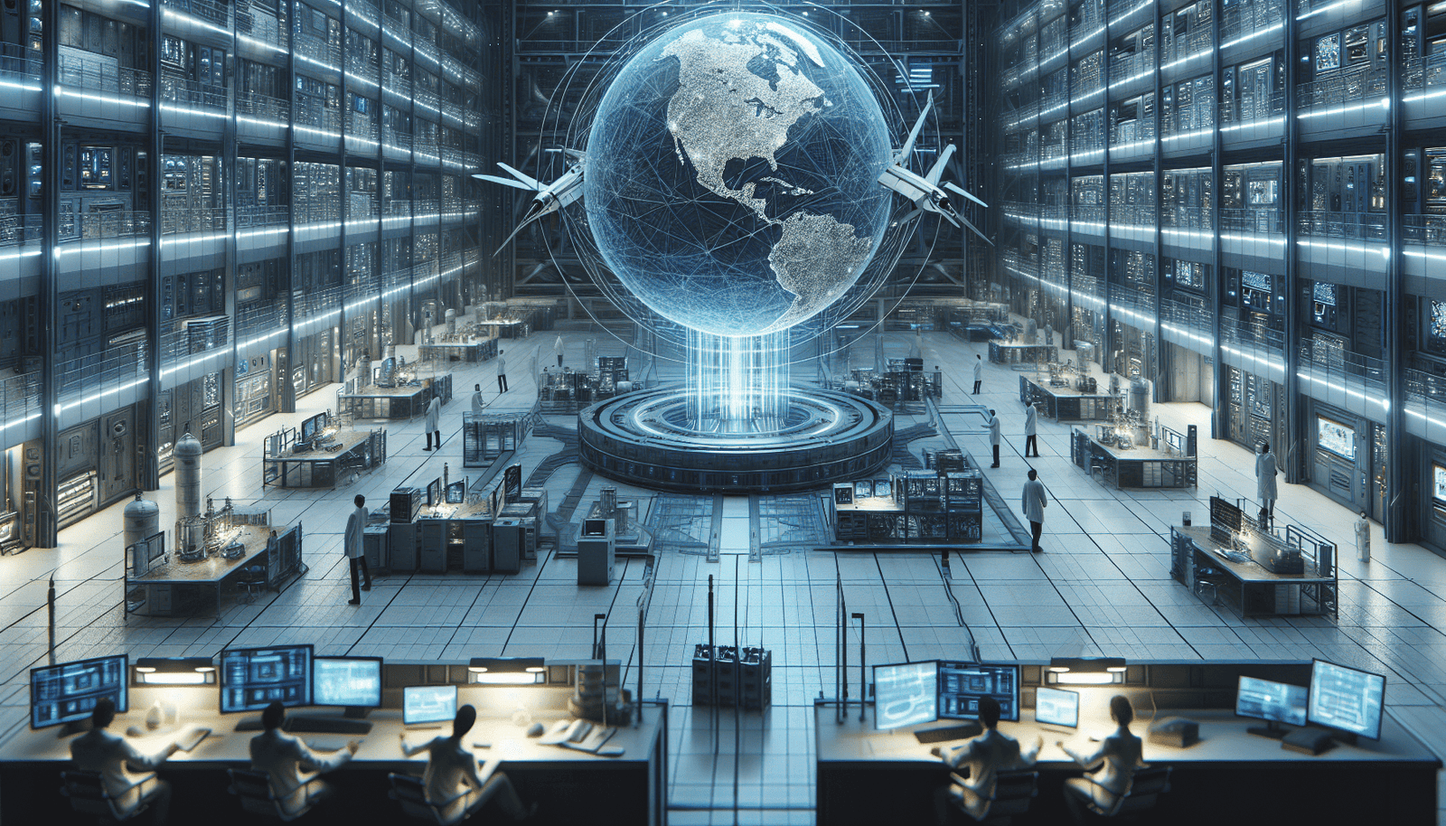 Aerospace researchers at work