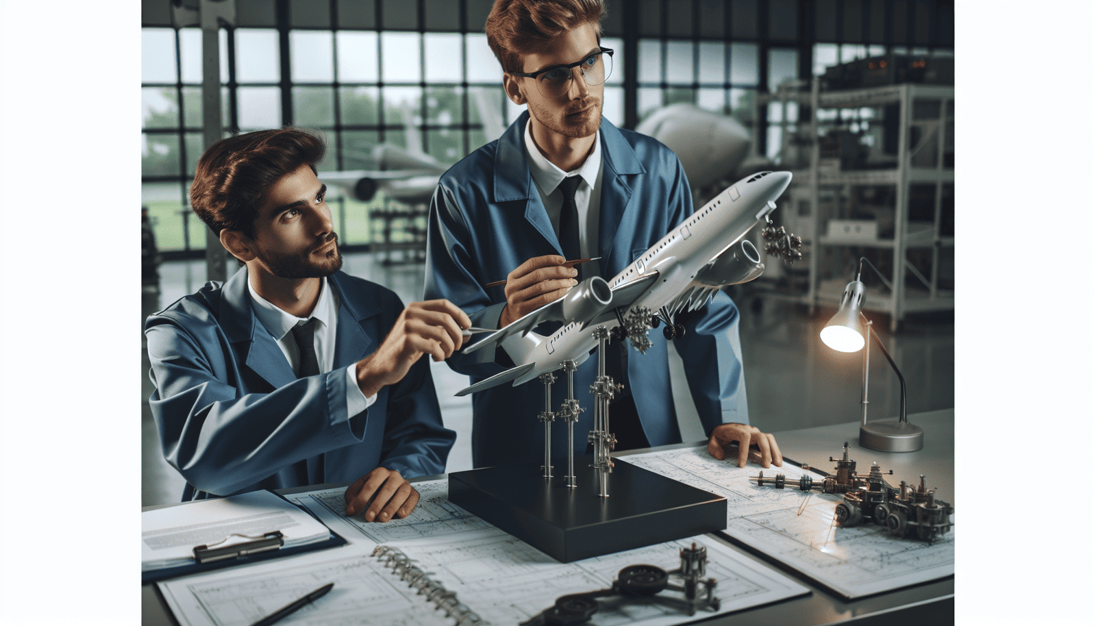 Aerospace engineers in lab