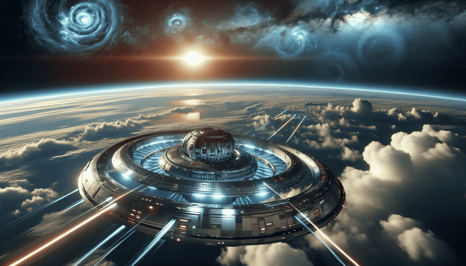 Futuristic spacecraft in space